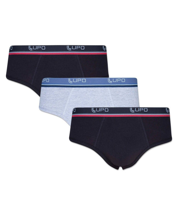 Kit 3 Cuecas Slip Lupo Comfort Algodão Pt/Cz