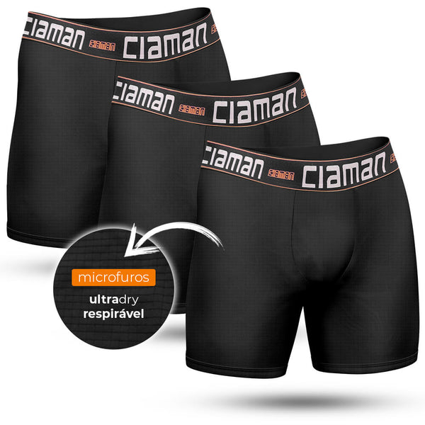 CIAMAN Breathable Long Super Dry Boxer Briefs Kit 3 Black