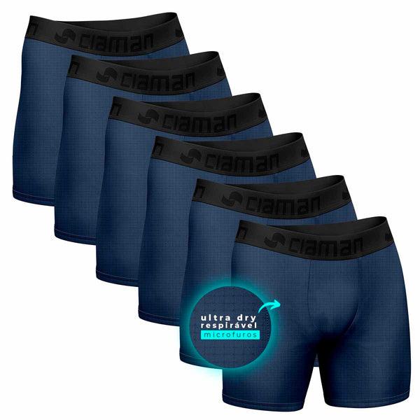 Kit 6 Long Ultra Dry Breathable Boxer Cia Man Blue