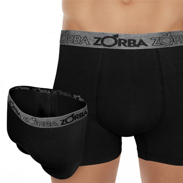 Zorba Cotton Anatomical Support Boxer Briefs Black