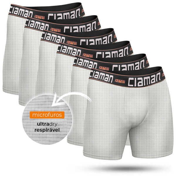 CIAMAN Breathable Long Super Dry Boxer Briefs Kit 6 White