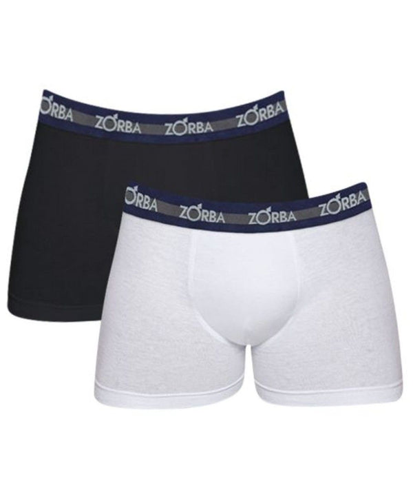 Kit 2 Cuecas Zorba Boxer Max 100% Algodão Branca/PretaN