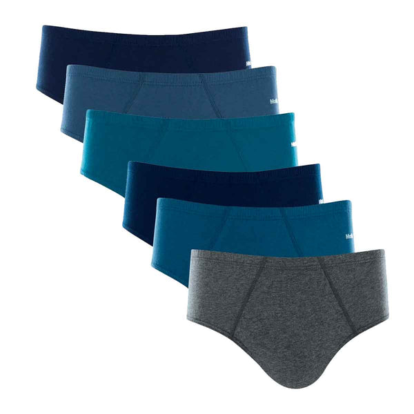 Kit 6 Underwear Slip Mash Cotton Elastic Built-in Blue/Mixed