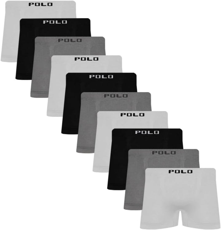 POLO STAR Kit 10 Cuecas Boxer Polo Star Microfibra Sem Costura Colorido