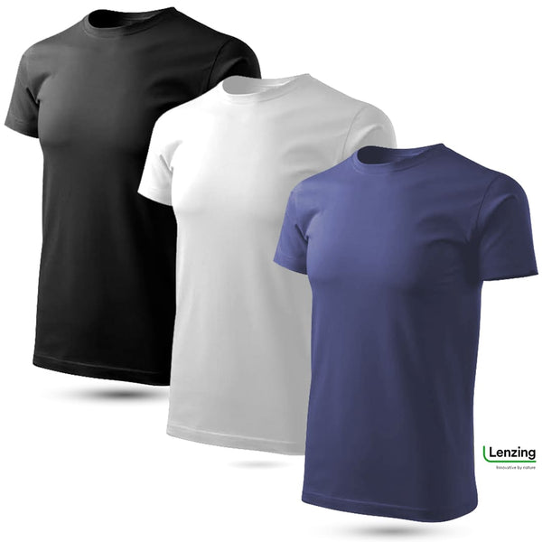 Kit 3 Tech T-shirt Modal UND® Preta/Branca/Azul Dusk