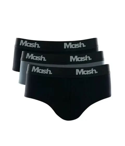 Kit 3 Mash Innovation Slip Briefs 4 Cotton Black/Lead