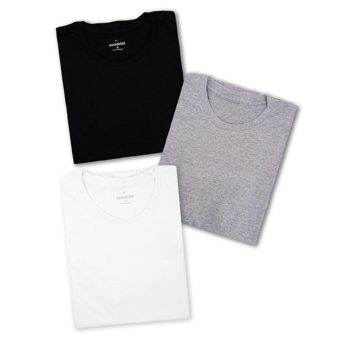 Kit 3 Camisetas Básicas Masculinas Sandrini Preto ou Sortido Algodão Premium Conforto Casual Dia a Dia