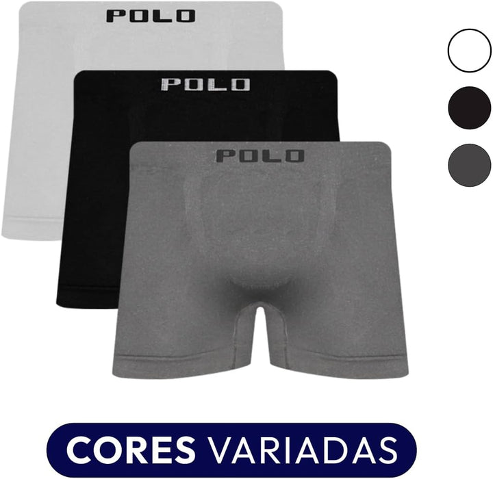 POLO STAR Kit 10 Cuecas Boxer Polo Star Microfibra Sem Costura Colorido