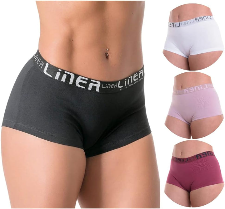 Calcinha Cueca Boxer Feminina Línea - 4 Peças Algodão