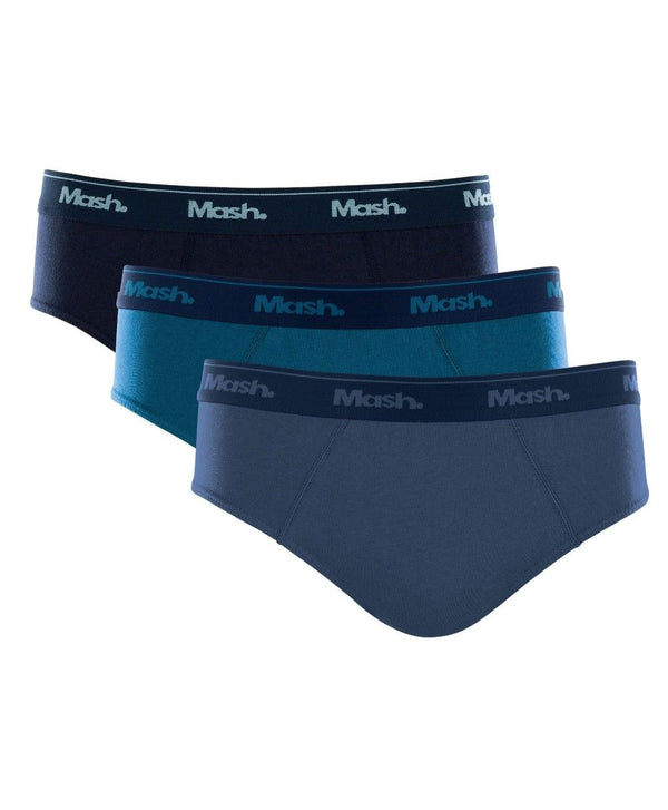 Kit 3 Blue Slip Mash Briefs 100% Cotton