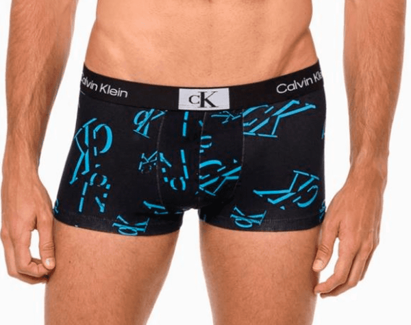 Cueca Low Rise Trunk Calvin Klein 1996 Print Dance Floor Azul