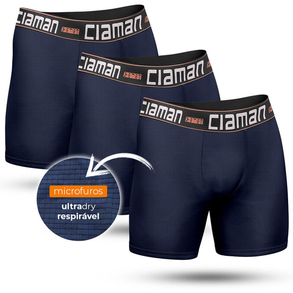 CIAMAN Blue Breathable Super Dry Long Boxer Briefs Kit 3