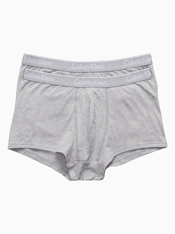 Kit 2 Cuecas Low Rise Trunk Calvin Klein Cotton Cinza Mescla