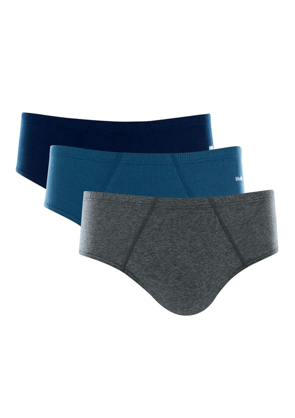 Kit 3 Slip Mash Cotton Elastic Built-in Briefs Mixed/Navy/Blue