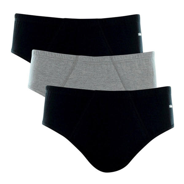 Kit 3 Slip Mash Cotton Elastic Briefs. Built-in Black/Gray