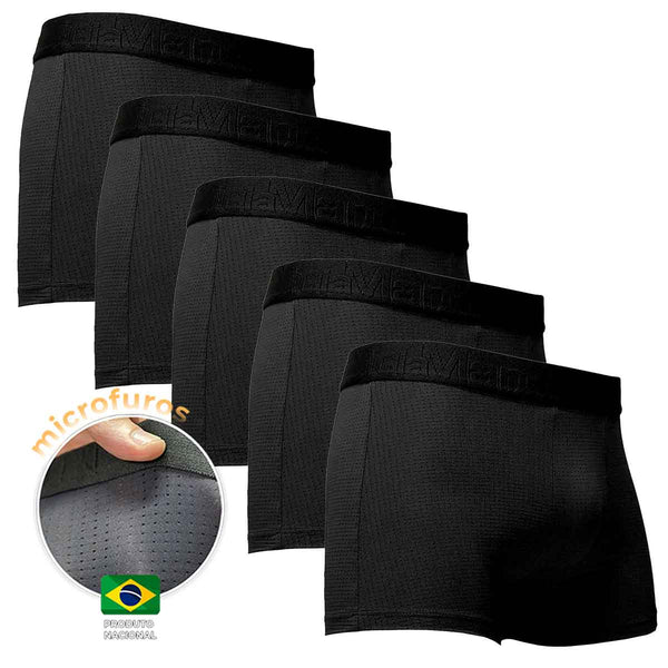 Kit 5 Ultra Dry Breathable Cia Man Trunk Briefs Black