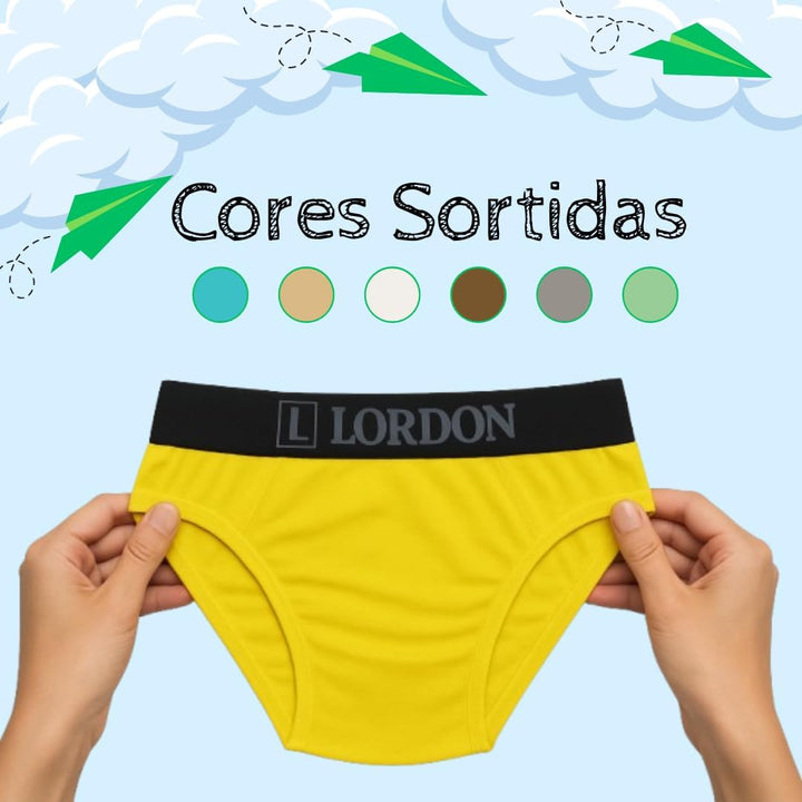 Kit 12 Cuecas Slip Infantil Tradicional Elástico Aparente 100% Algodão Tecido Macio