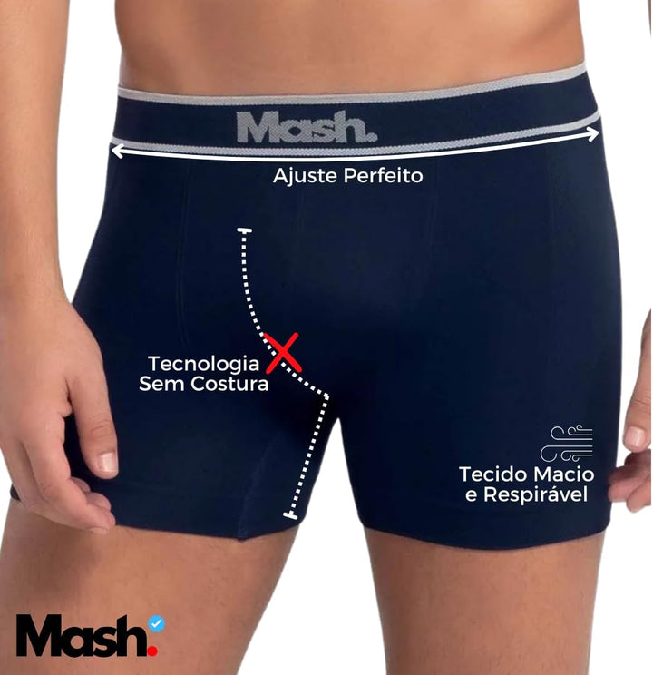 Kit 6 Cuecas Boxer Mash Microfibra Sem Costura Box Masculina Adulto