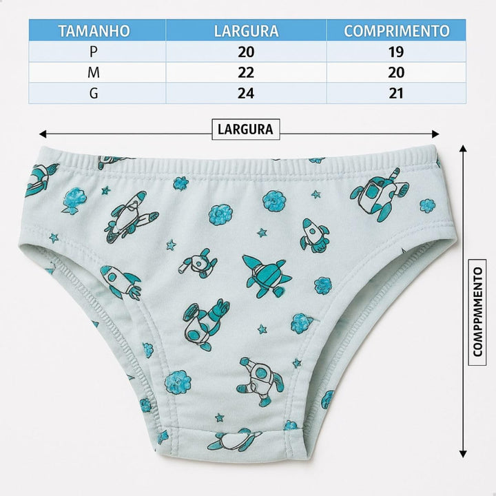 Kit 10 Cuecas Slip Infantil Algodão Estampada