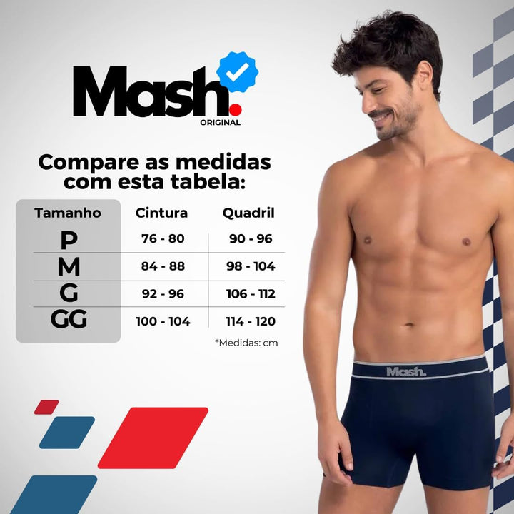 Kit 6 Cuecas Boxer Mash Microfibra Sem Costura Box Masculina Adulto