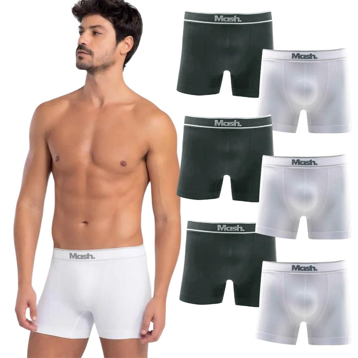 Kit 6 Cuecas Boxer Mash Microfibra Sem Costura Box Masculina Adulto