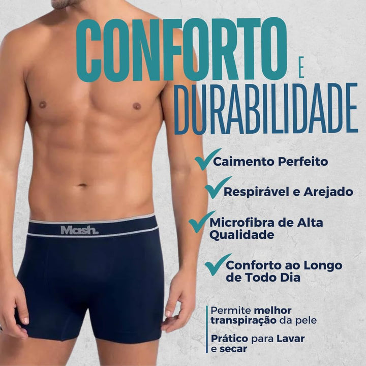 Kit 6 Cuecas Boxer Mash Microfibra Sem Costura Box Masculina Adulto