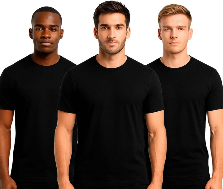 Kit 3 Camisetas Básicas Masculinas Sandrini Preto ou Sortido Algodão Premium Conforto Casual Dia a Dia