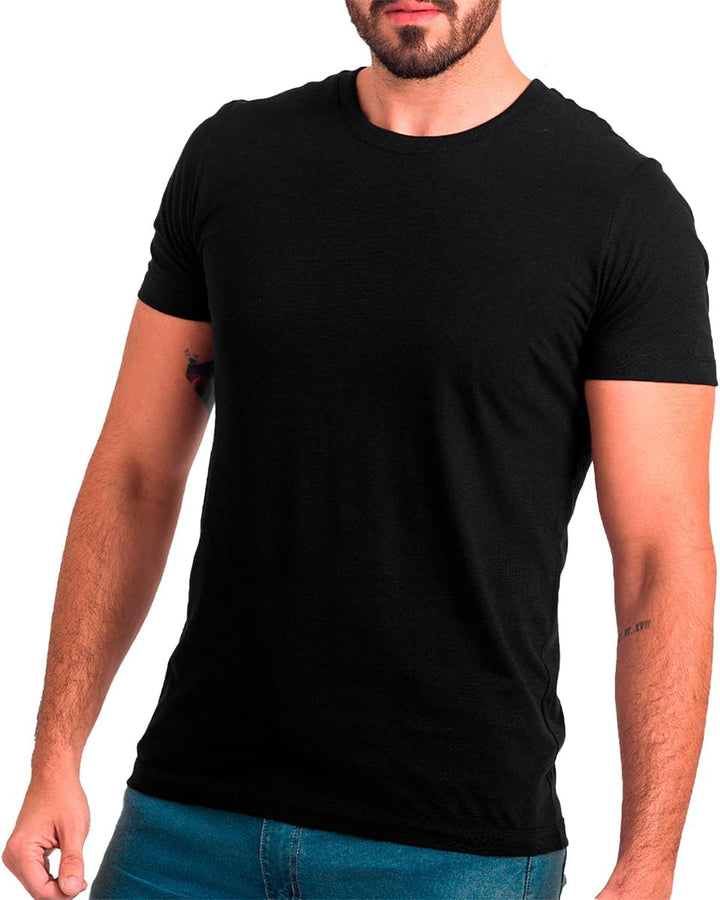 Kit 3 Camisetas Básicas Masculinas Sandrini Preto ou Sortido Algodão Premium Conforto Casual Dia a Dia
