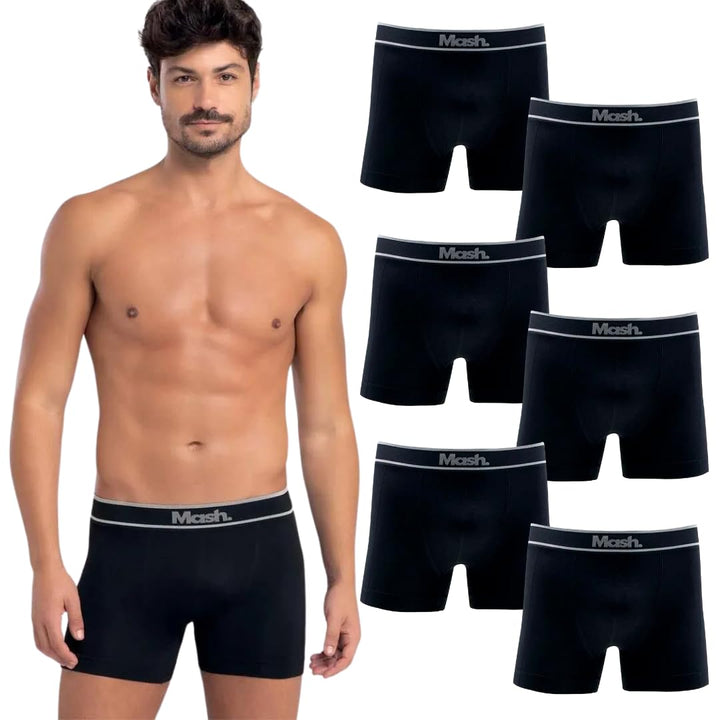 Kit 6 Cuecas Boxer Mash Microfibra Sem Costura Box Masculina Adulto