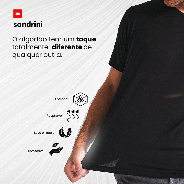 Kit 3 Camisetas Básicas Masculinas Sandrini Preto ou Sortido Algodão Premium Conforto Casual Dia a Dia
