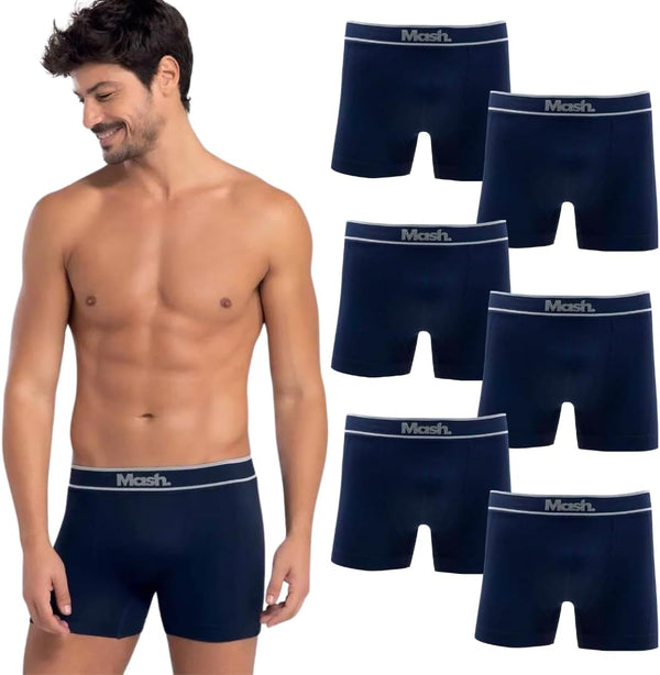 Kit 6 Cuecas Boxer Mash Microfibra Sem Costura Box Masculina Adulto