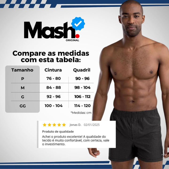 Kit 02 Samba Canção Mash Microfibra Listrada Masculino Adulto | 1 Preto - 1 Azul | P |
