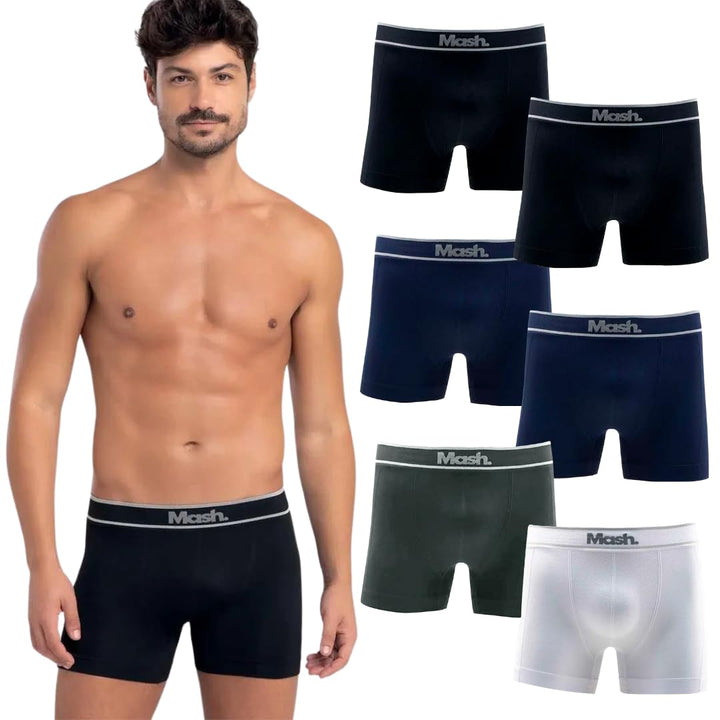Kit 6 Cuecas Boxer Mash Microfibra Sem Costura Box Masculina Adulto