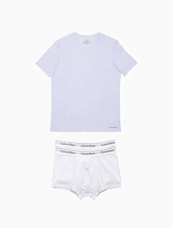 Kit Calvin Klein 1 Camiseta Masculina e 2 Cuecas Trunk Branco