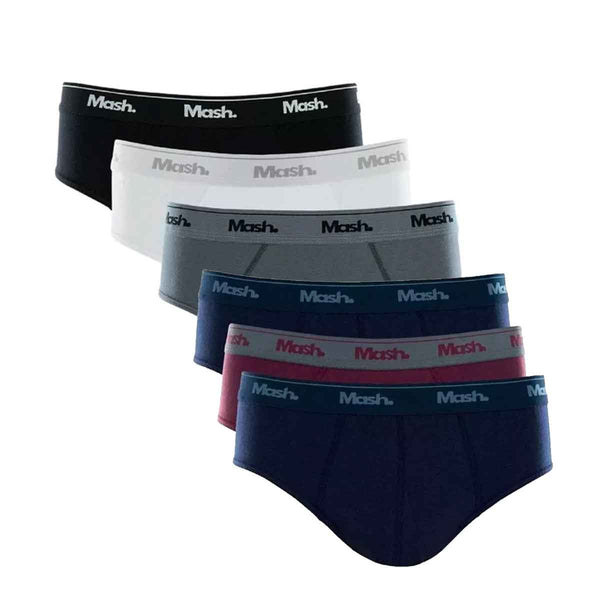 Kit 6 Assorted 100% Cotton Slip Mash Briefs