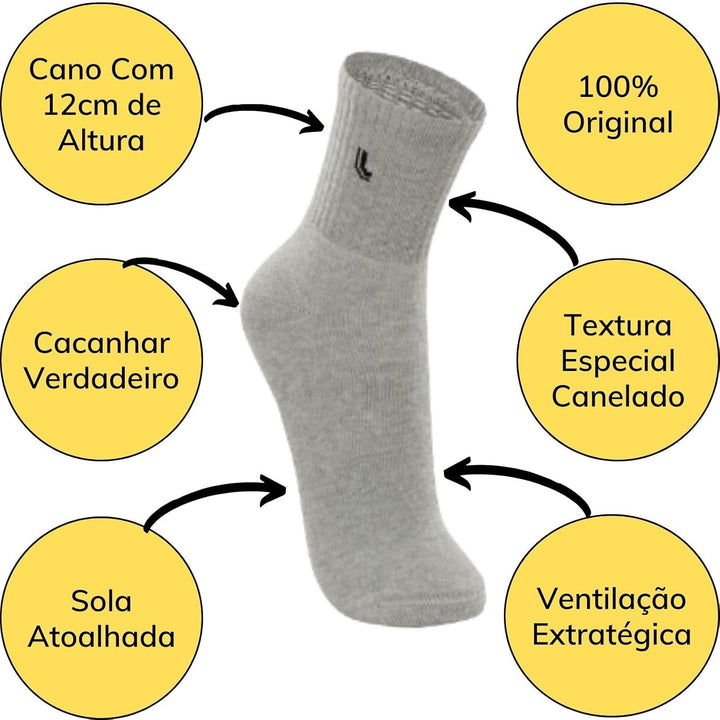 Kit 10 Pares Meia Lupo Algodão Cano Médio Masculina Original (BR, Alfa, G, Regular, Regular, SORTIDA 1)