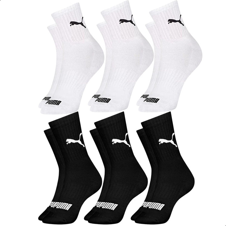 Kit 06 Pares Meia Puma Cano Médio Esportiva Everyday Algodão Adulto Unissex