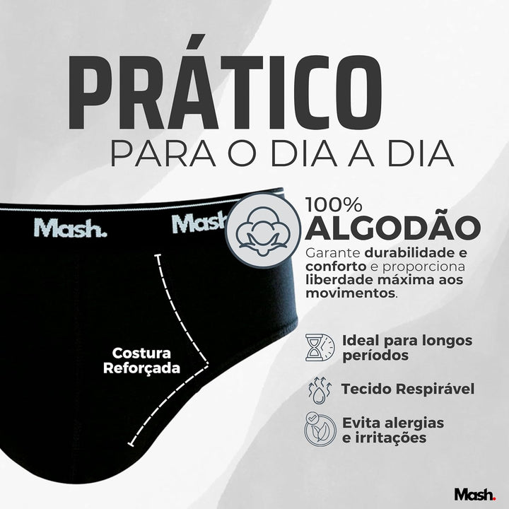 Kit 06 Cuecas Slip Algodão Elástico Boxer Mash Masculino Adulto