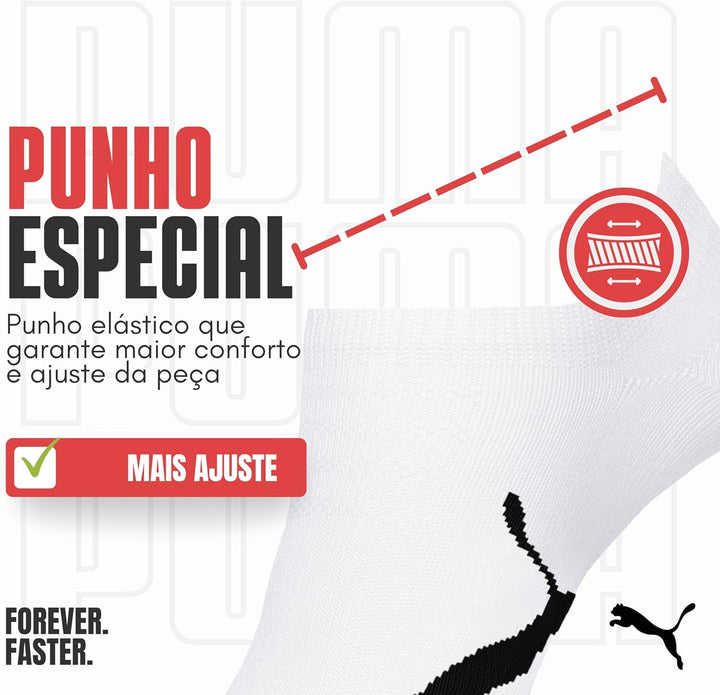 PUMA Kit 9 Pares Meia Sapatilha Invisível Esportiva Masculino Adulto, 9 Branca, 39-43