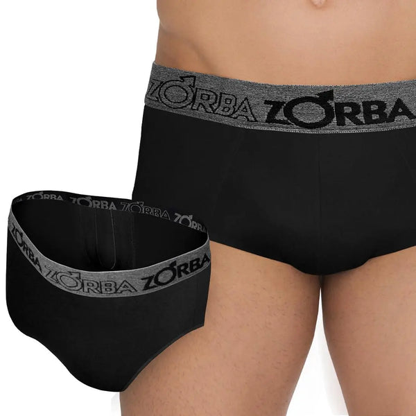 Zorba Cotton Anatomical Support Slip Underwear Black