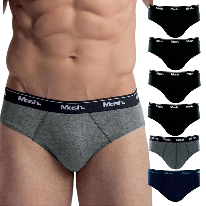 Kit 06 Cuecas Slip Algodão Elástico Boxer Mash Masculino Adulto
