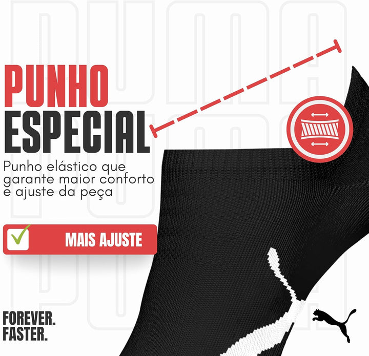 PUMA Kit 9 Pares Meia Sapatilha Invisível Esportiva Masculino Adulto, 9 Pretas, 39-43