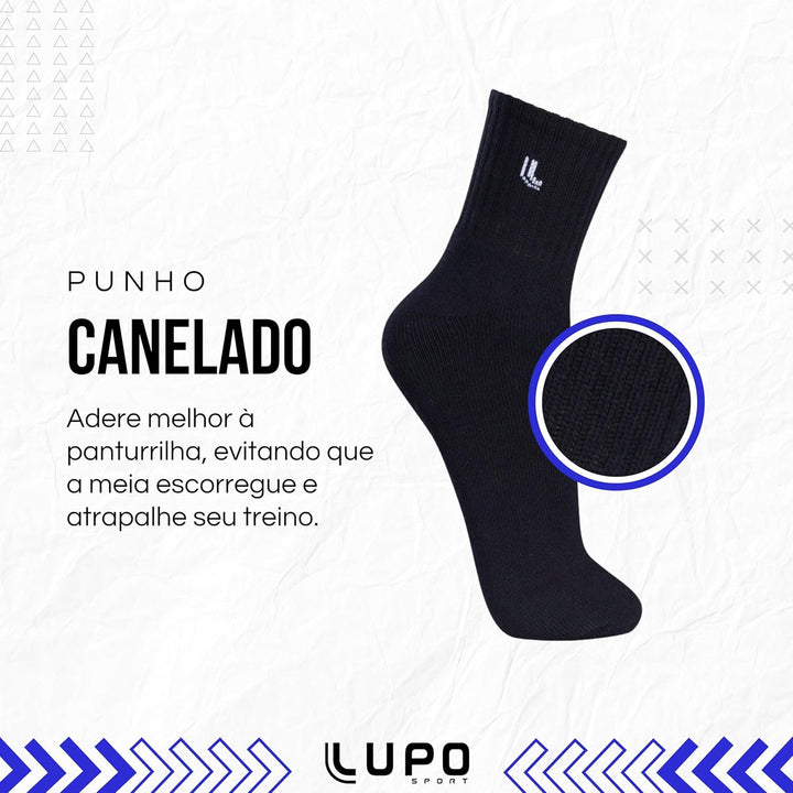 Kit 6 Pares de Meia Lupo Cano Médio Atoalhada Punho Canelado