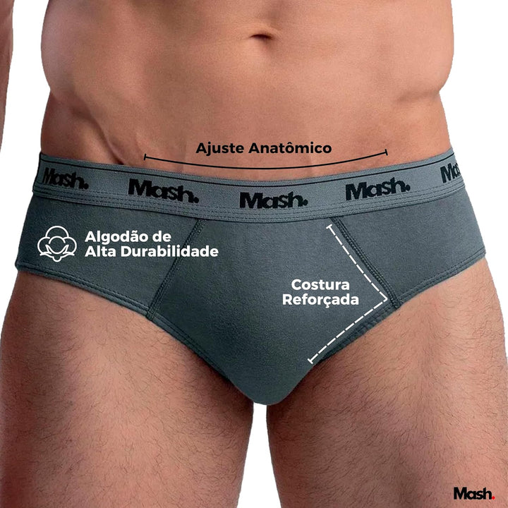 Kit 06 Cuecas Slip Algodão Elástico Boxer Mash Masculino Adulto