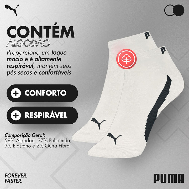 Kit 6 Pares Meia Puma Cano Curto Soquete Academia Everyday Esportiva Masculino Adulto Original