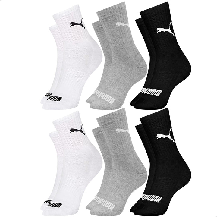 Kit 06 Pares Meia Puma Cano Médio Esportiva Everyday Algodão Adulto Unissex