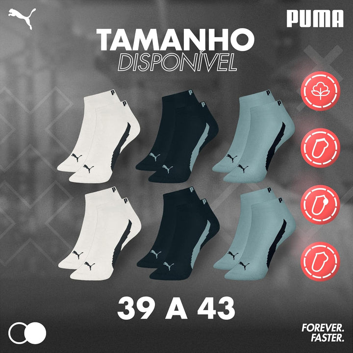 Kit 6 Pares Meia Puma Cano Curto Soquete Academia Everyday Esportiva Masculino Adulto Original