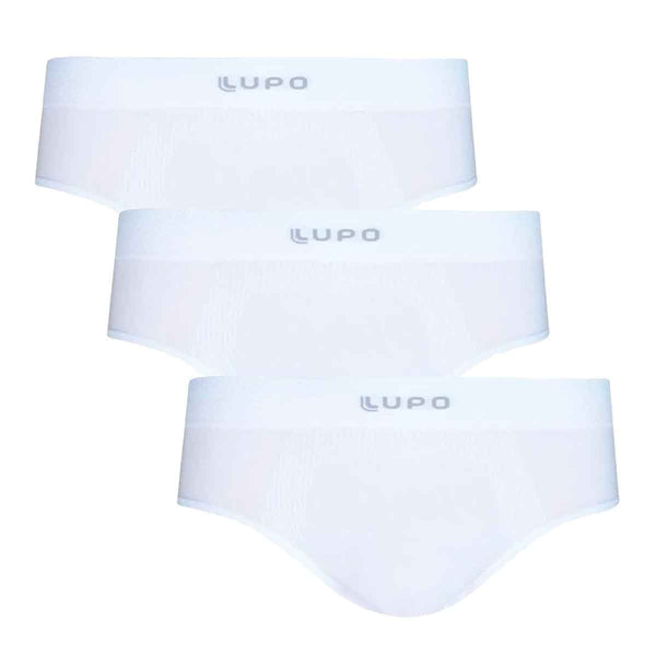 Kit 3 Cuecas Slip Lupo Micromodal Sem Costura Branca