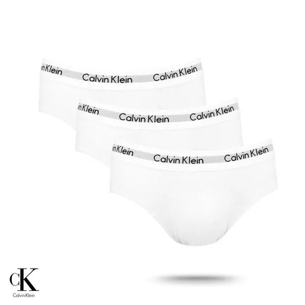 Kit 3 Cuecas Slip Calvin Klein Life Algodão Brancas