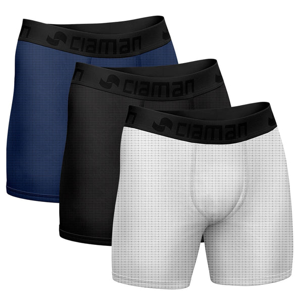 Kit 3 Long Ultra Dry Breathable Boxer Briefs Cia Man Az/Br/Pt